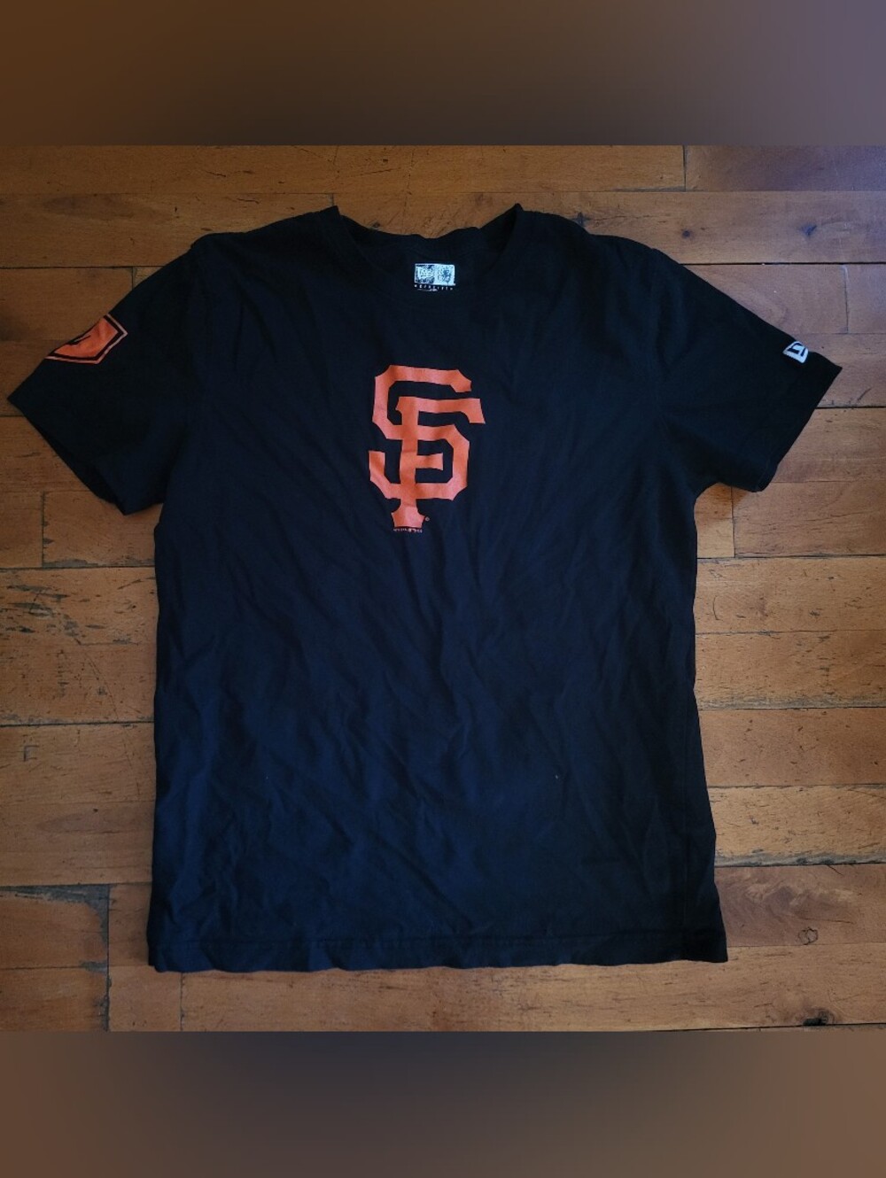 MLB Authentic San Francisco Giants Black Tee with Orange SF Logo Mens Medium